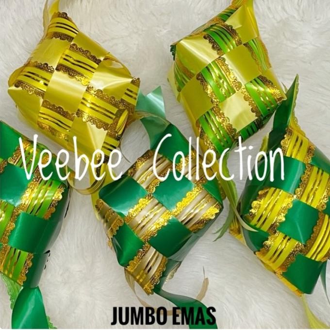 {{{{{{] Ketupat Jumbo variasi emas/ hiasan ketupat pita besar jumbo/ dekorasi