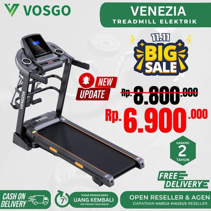 ALAT FITNESS TREADMILL ELEKTRIK VENEZIA VOSGO TERMURAH AUTO INCLINE ORIGINAL DAN TERPERCAYA