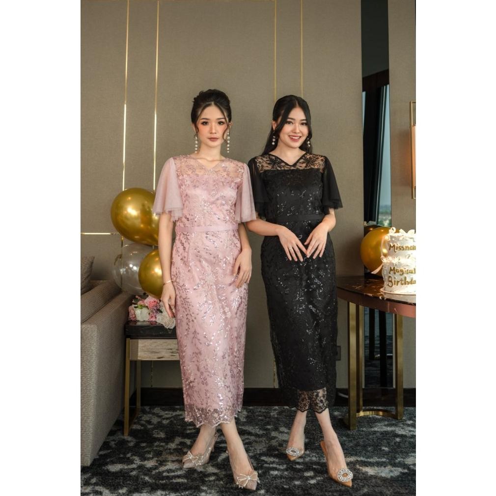 Dem Ss No - Renee Dress Pesta Mewah Elegant Gaun Brukat Jumbo Gaun Natal