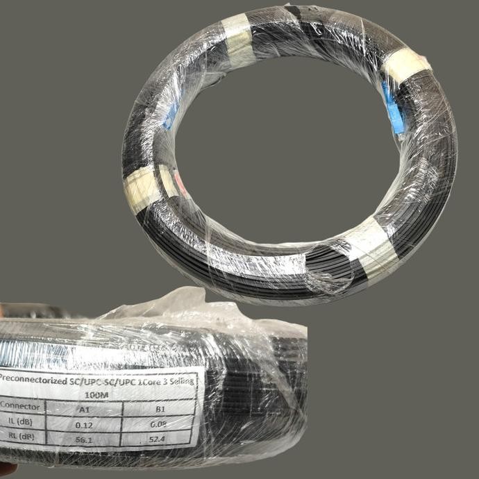 kabel ftth precon fiber optik, precon sc upc sc upc 100m, dropcore