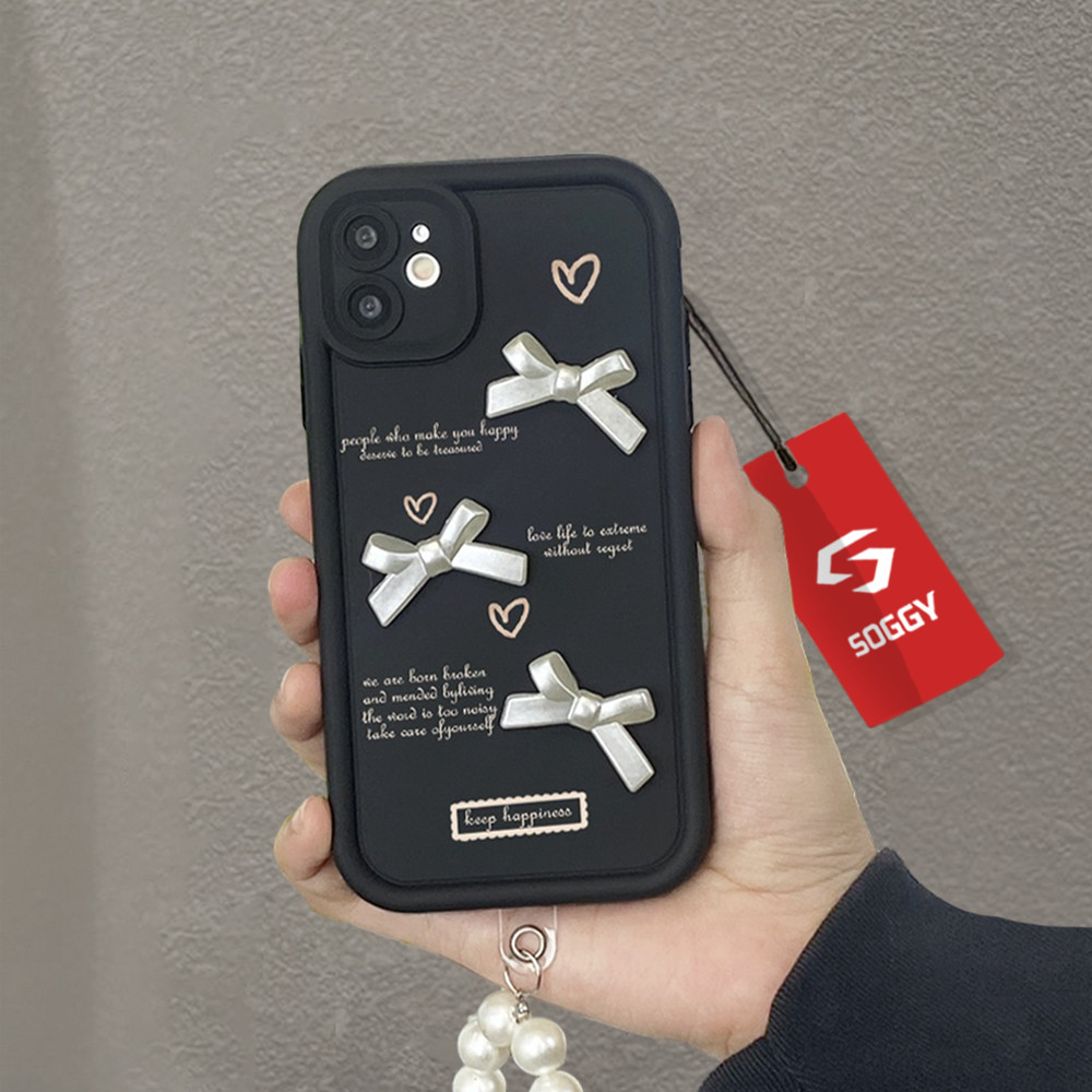 [ CASING+TALI ] SOGGY Case Love Black for Vivo V40 V30E V30 V29 V29E V27 V27E V25 V25E V23E V23 V20 