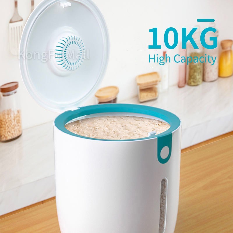 Dispenser Beras KONG 5KG 10KG Kotak Penyimpanan Beras Penutup Lipat Ember Beras Tempat Penyimpanan B