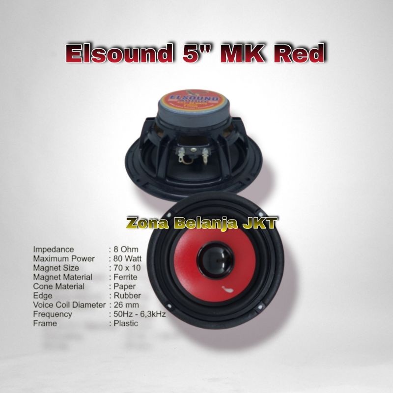 Speaker Elsound 5Inch Woofer 80Watt