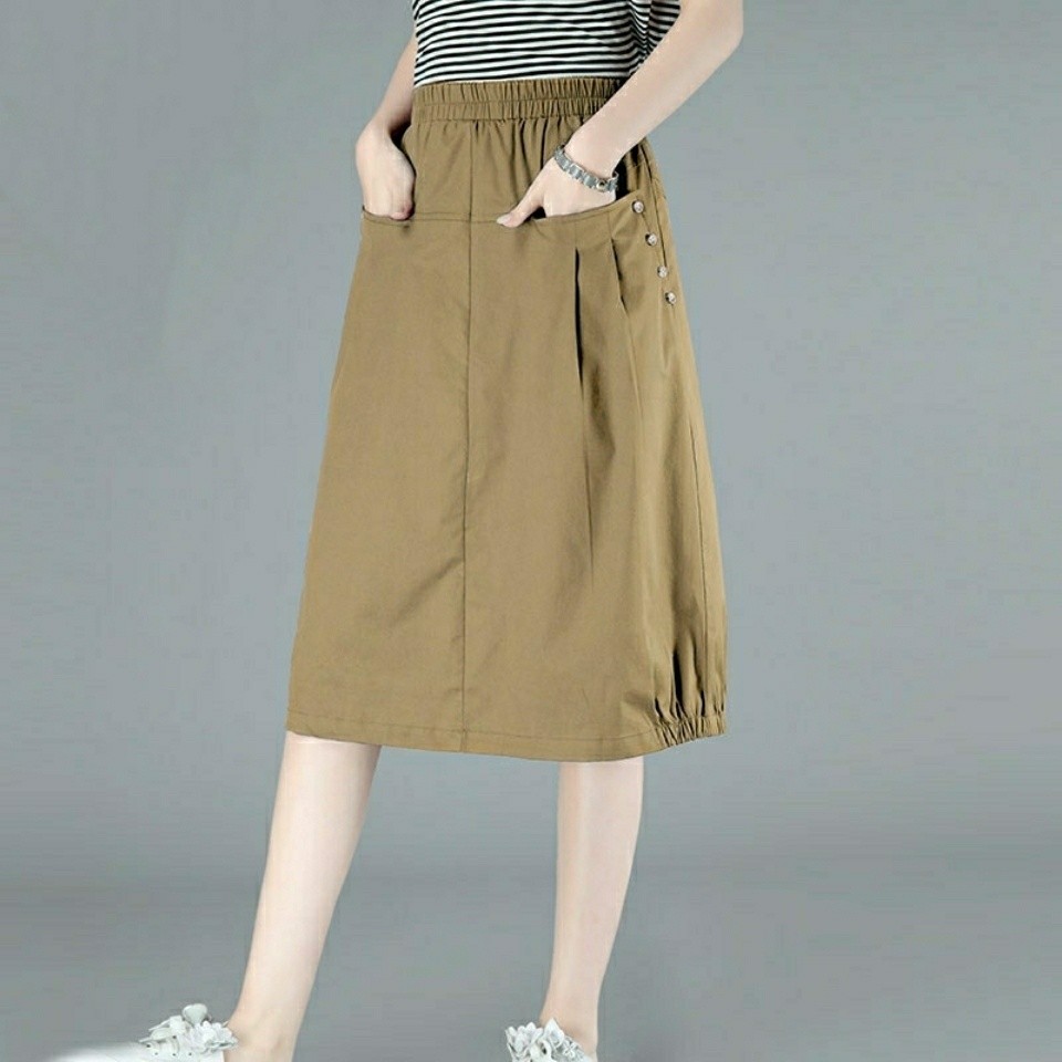 Rok Katun Tipis Setengah Panjang