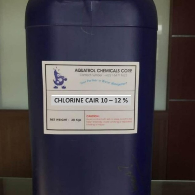 Chlorine Cair 10-12% (SODIUM HYPOCHLORINE) - klorin Cair (35 Kg/Pail)