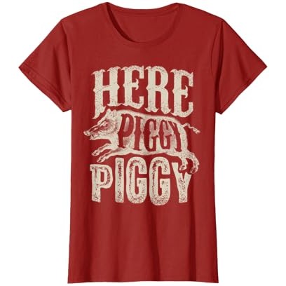 Di Sini Piggy Piggy Kaos Berburu Babi Hutan Vintage Pemburu Babi Hutan Kaos |YXVVqucl|