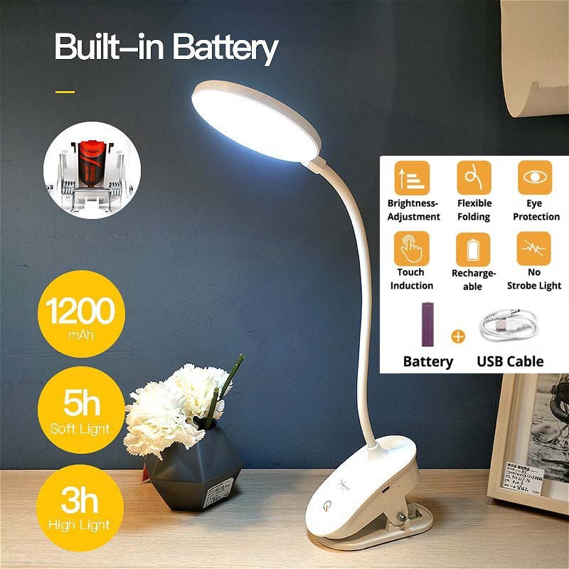 

Klip Lampu Meja Nirkabel Belajar 3 Mode Sentuh 1200mAh Lampu Meja LED Isi Ulang 7000K Lampu Meja USB Lampu Meja Flexo |wGp1pt2t|