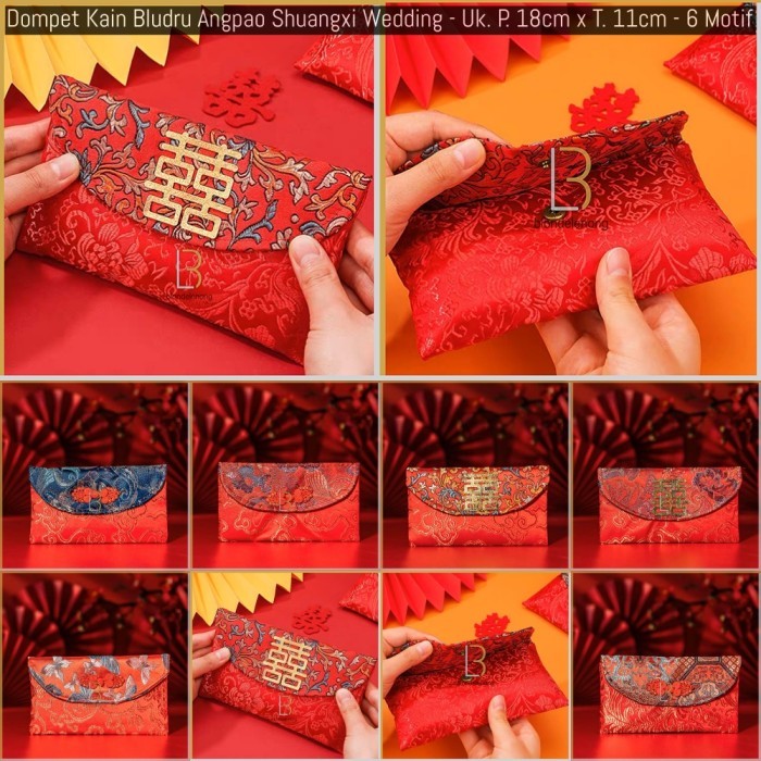 

Dompet Amplop Angpao Angpau Imlek Shuangxi Sangjit Netral Kain Panjang