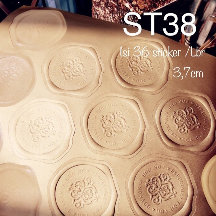 

TERMURAH - Stiker Label Golden Brown Embossed ST38 utk Dus packaging: Roti, Cake