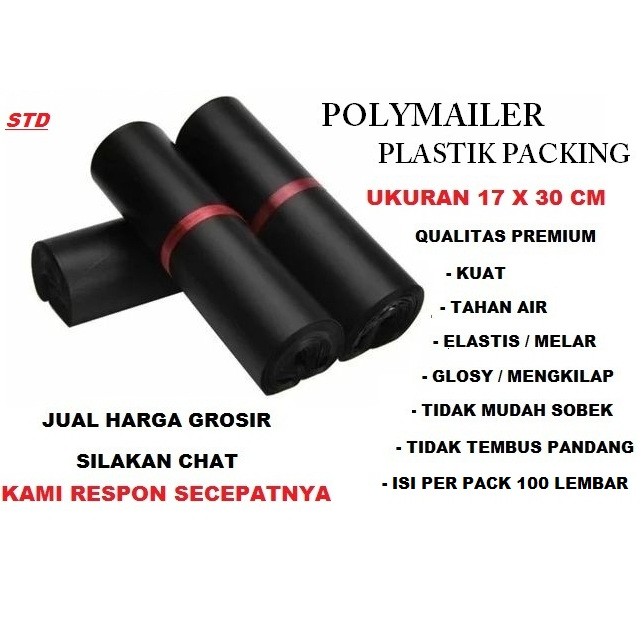 

PLASTIK PACKING HITAM UKURAN 17X30 PER PACK ISI 100 LEMBAR KUAT DAN ELASTIS TERMURAH