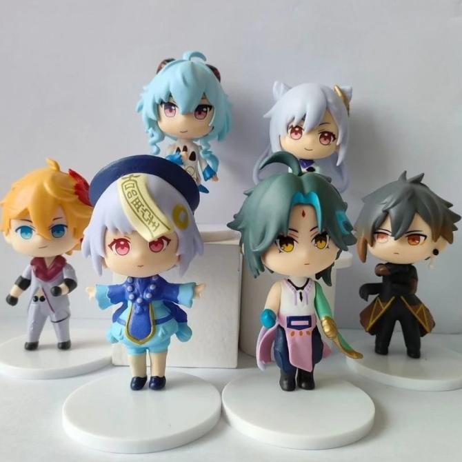 FIGUR SET Action Figure Set Genshin Impac Keqing Qiqi Ganyu Xiao Topper Cake