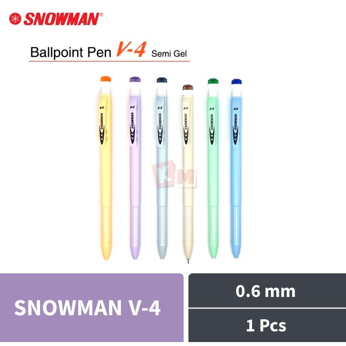

BEBAS ONGKIR - Pulpen Ballpoint Pena Snowman V-4 V4 Hitam 0.6 mm Fine Semi Gel 1 Pcs