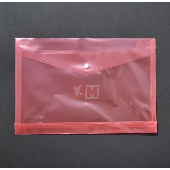 

Map Plastik Kancing 1 + Punggung F4 Folio Transparan - Merah Trans,Merk ACAK