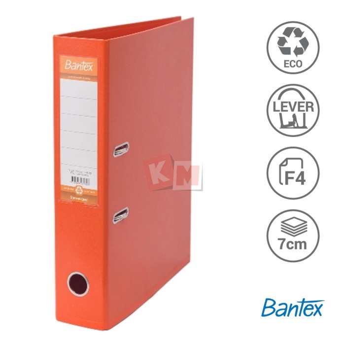 

TERMURAH - Ordner Bantex Lever Arch File PP Plastic Folio 7cm Orange 1465-12