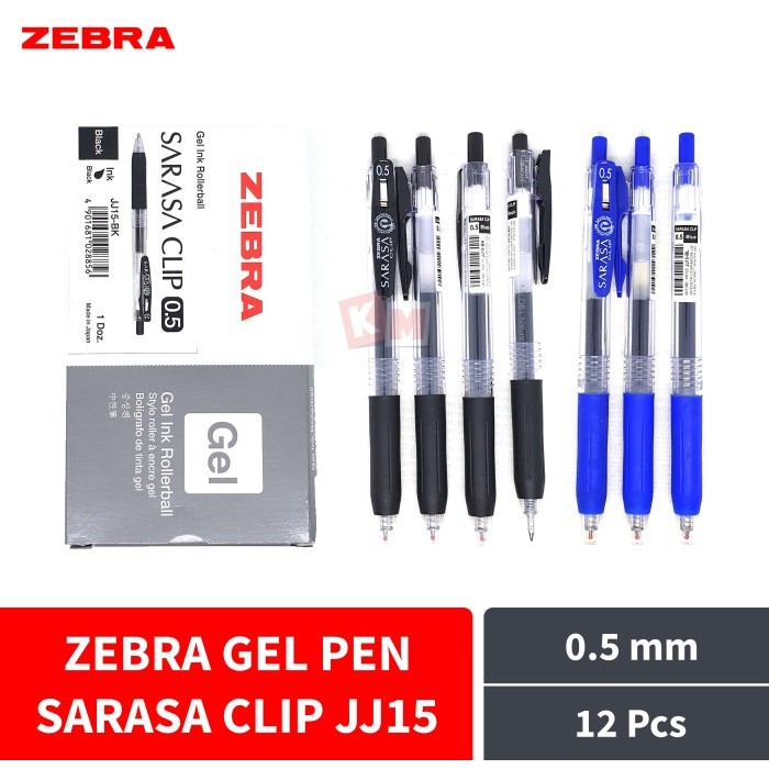 

Gel Ink Rollerball Pen Pulpen Zebra Sarasa Clip JJ15 0.5 mm 12 Pcs
