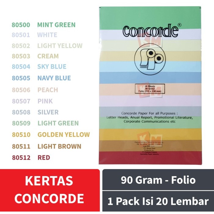 

TERMURAH - Kertas Concorde Paper Laid F4 Folio 90 gr/m2 gram Isi 20 Lembar