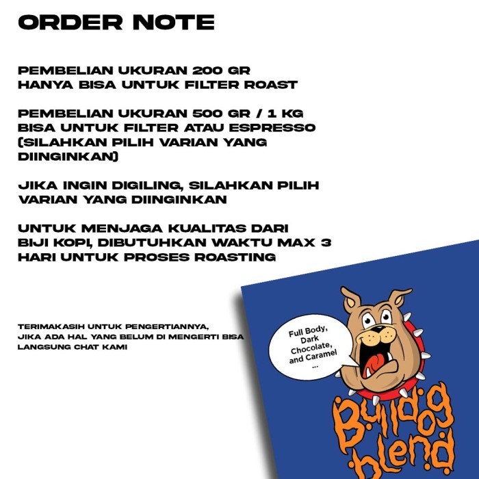 

Biji Kopi Arabika Espresso Blend - Bulldog Blend - Wholesale