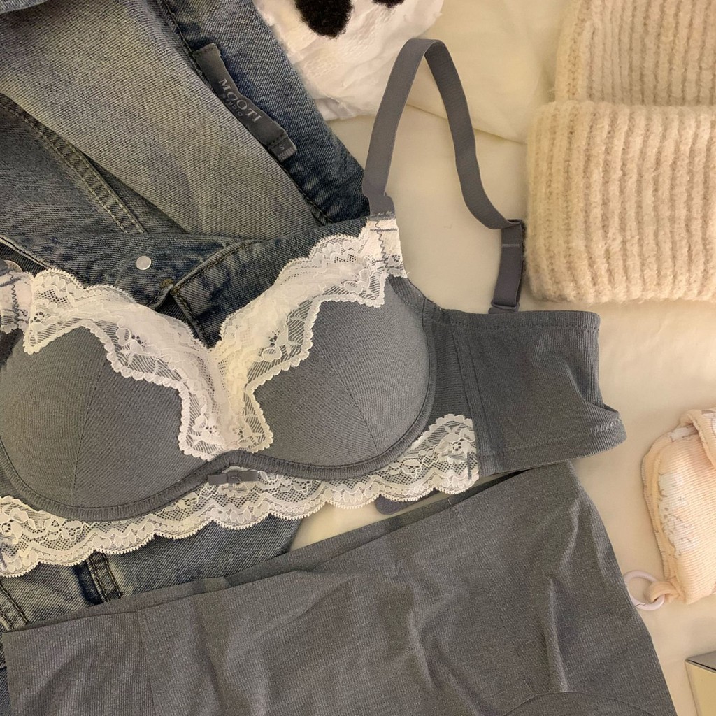 Underwear Set  Cute Sexy Underwear Female Breast Holding Anti-Sagging Lace Edge Bra Set