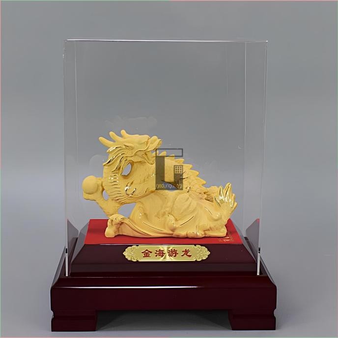 LKJ Patung Pajangan Shio Naga Kuda Harimau Kelinci Fengsui Lapis Emas Gold