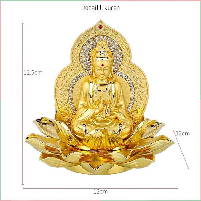LKJ Pajangan Patung Dewi Kwan Im Kwanim Gwan Yin Gold Emas Buddha Statue