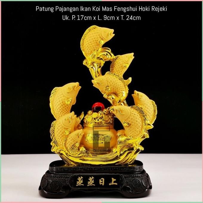 LKJ Pajangan Patung Ikan Emas Koi Koki Hoki Lucky Fengshui Tong Duit Uang