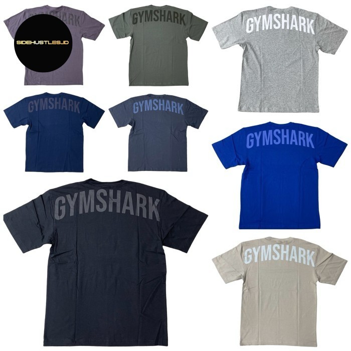 GYMSHARK Power T-Shirt Oversized (100% Original) Gym Shark Kaos Fitness