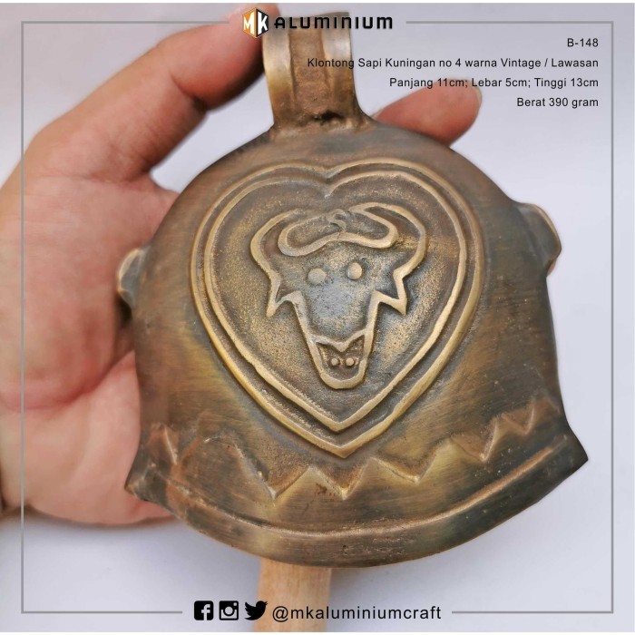 Paling DIcari Bandul Kalung Sapi Klontongan Klontong Lembu ukuran no 4 (11cm) Brass