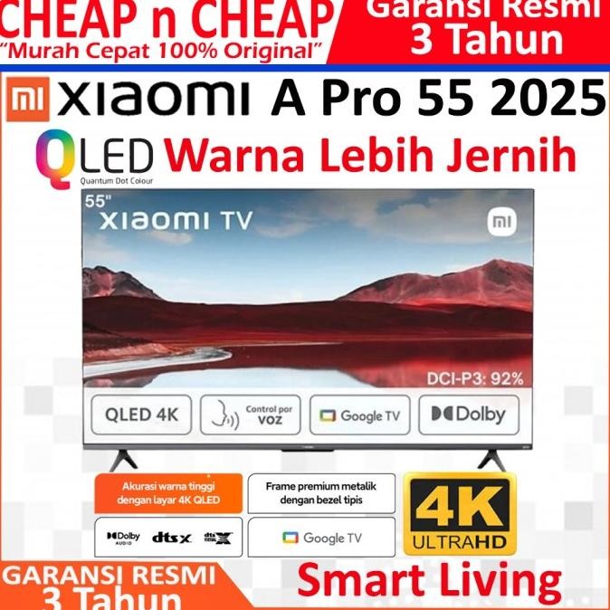 TERMURAH - Xiaomi TV A Pro 55 Inch UHD 4K Google TV Smart Mi Digital Series 55" 55Inch A2 55" 55' 55