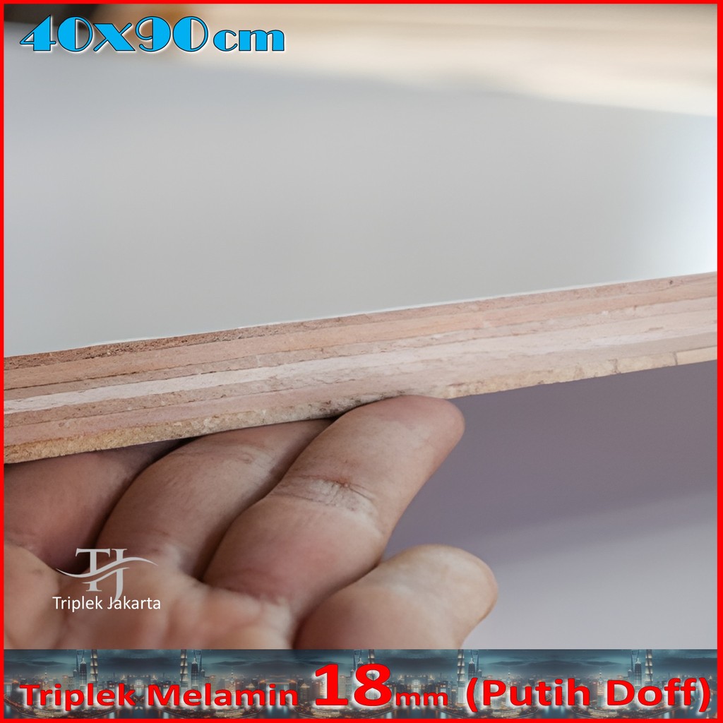 Triplek Melamin 18mm 40x90 cm ( 90x40 cm ) Triplek Putih Doff 1 Muka 18 mm 40x90 cm