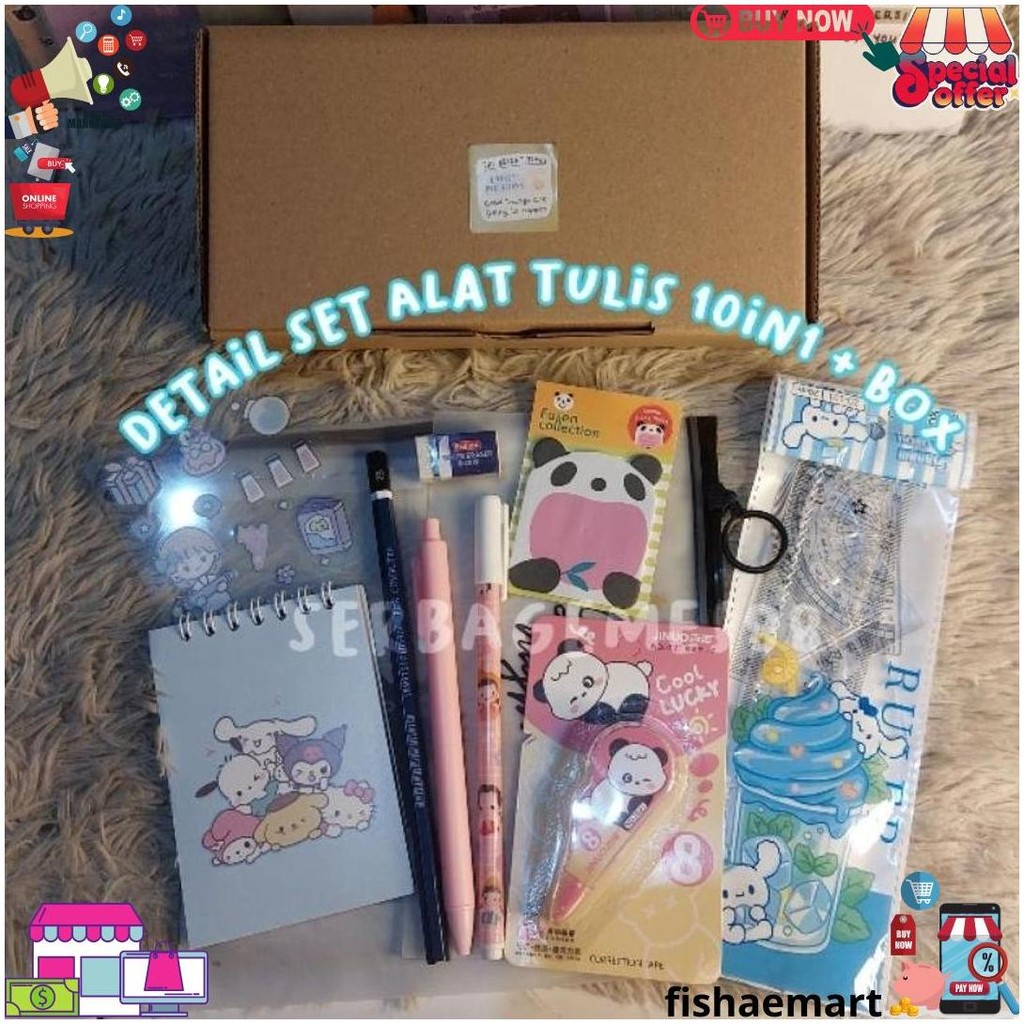 

Serbagemes88 - Set Alat Tulis 10 In 1 Lengkap / Stationery Untuk Souvenir Hadiah / Hampers Kado Gift Sekolah / Hampers Wisuda Ulang Tahun / Alat Tulis Paket / Alat Tulis Murah / Paket Anak Unik Dan Bermanfaat / Box Kado Perempuan Laki Laki / Buku Tulis D