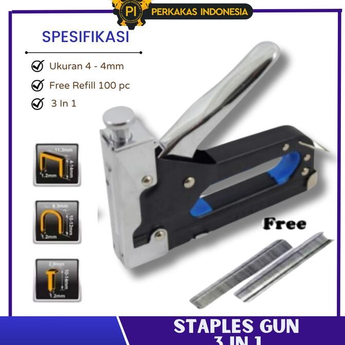 

Sale Staples Gun Tacker Mollar 3In1 Alat Steples Tembak Hekter Stapler