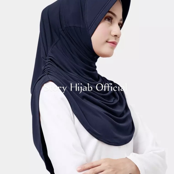 Hijab Instan Rumana Polos / Hijab Instan Serut Samping / Bergo Serut