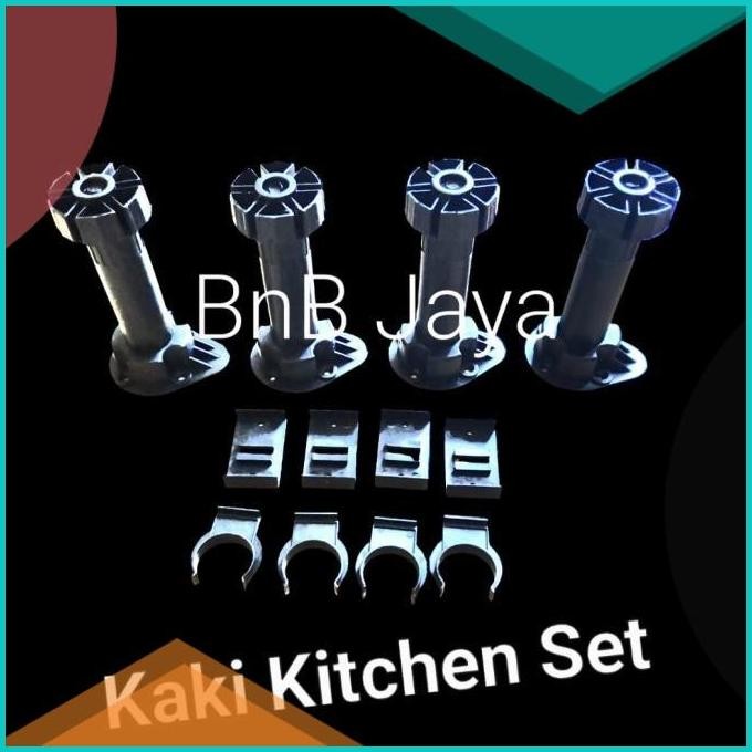 Kaki Meja Lemari Kitchen 15 cm Set Dapur Stabil Adjuster Plastik Hitam