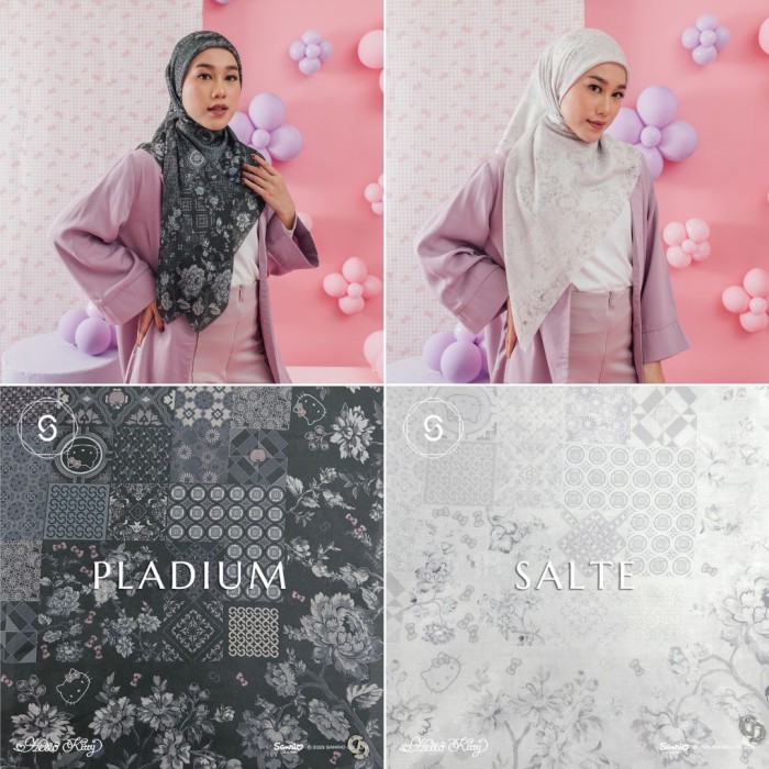 Seradia Hijab Segi Empat Blessed Monogram Hello Kitty Collection #Original