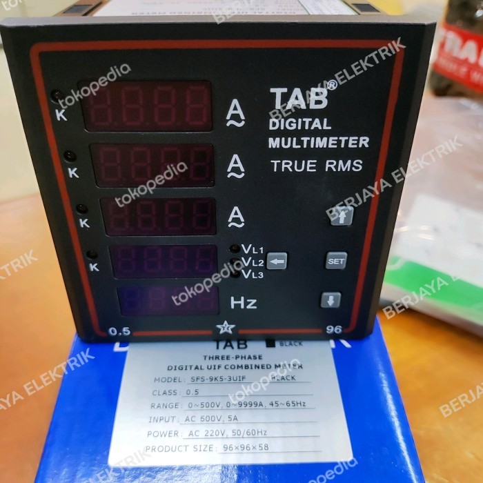 Panel Meter Digital Volt Ampere Hz 3Phase Vahz 96X96 Tab