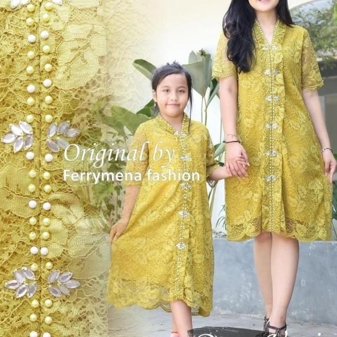 Dress Vania couple/dres couple ibu anak/dress brokat/dress busui/dress pesta/dress natal/dress anak 