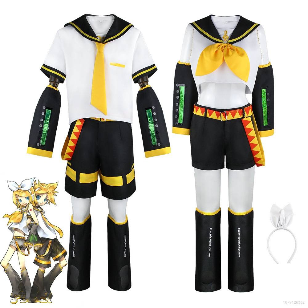 Sta5 VOCALOID Kagamine Rin/Len Cosplay JK Atasan Lengan Pendek Celana Kostum Set Kostum Pelaut Serag
