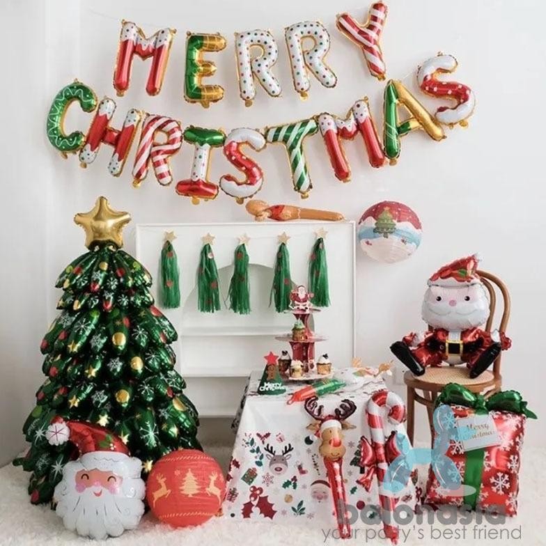 Balon foil dekorasi pohon natal 4d christmas tree