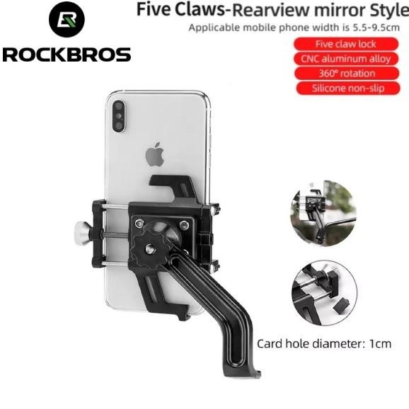 TERBAIK ready Aksesoris Motor Phone Holder Hp Motor Spion Rockbros Almunium