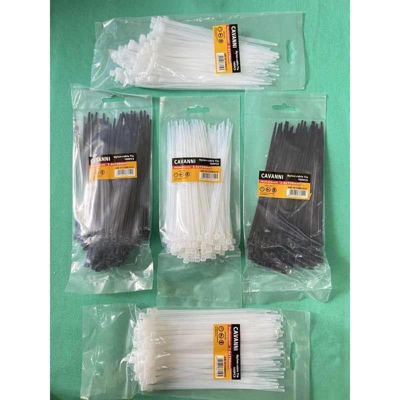 

(100pcs) Cable Ties Hitam/Putih Tebal 3,6x150mm CAVANNI/POPEYE