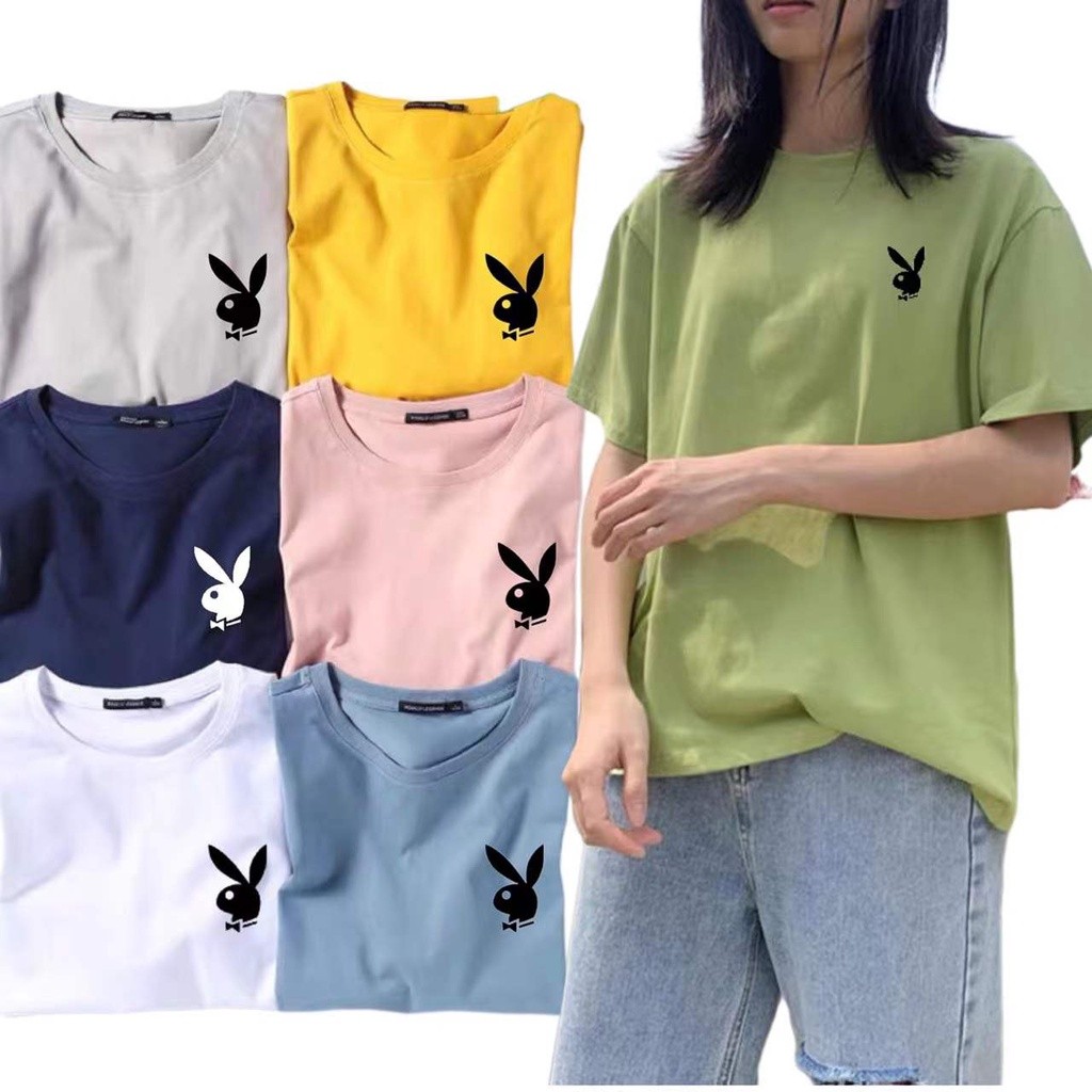 Kaos katun playboy leher bulat untuk wanita |rTZsdJfk|