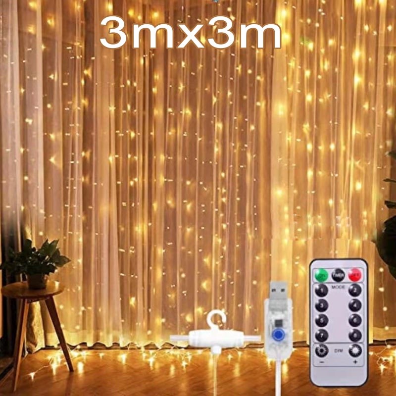 [Ready Stok] Lampu Tumblr Lampu Natal Tirai Panjang 3 X 3 Meter Led Tumblr Light Tirai 3X3 Led Long