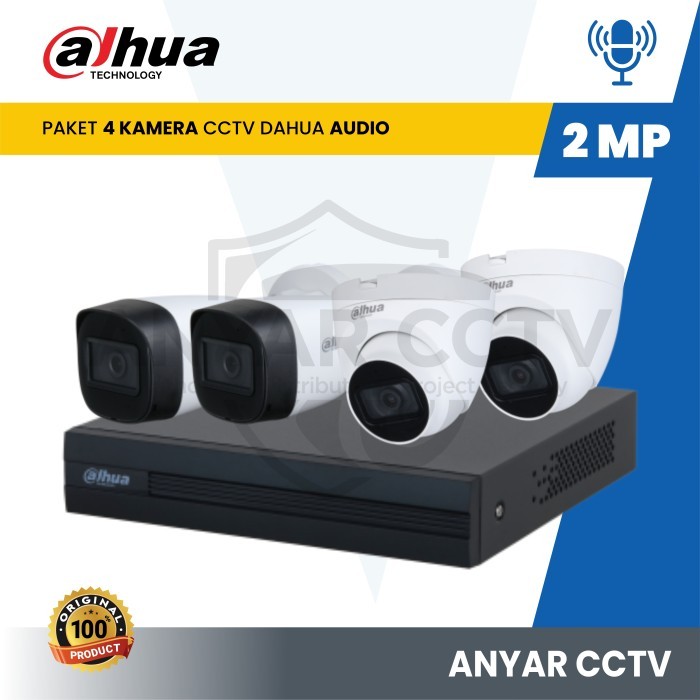 PAKET CCTV DAHUA 4CH AUDIO 2MP / CCTV DAHUA AUDIO 4 CAMERA - 2MP