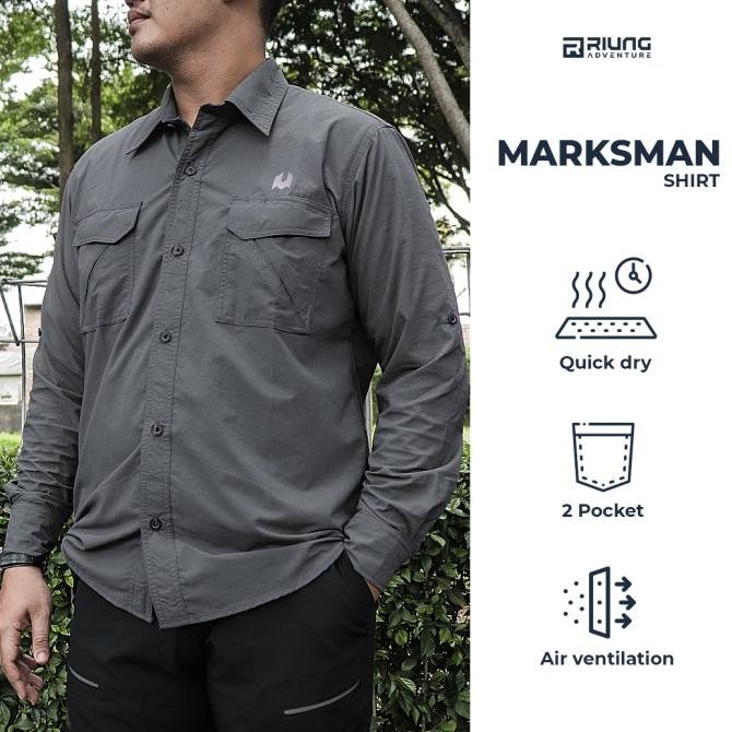 Original Kemeja Outdoor Panjang Gunung Pria Hikemore Marksman Setara Eiger