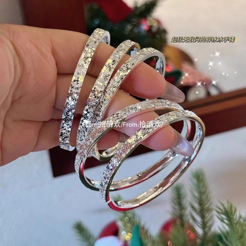 Gelang Baru Gelang Perak Murni Wanita Berpayet Tertutup Padat Gelang Perak