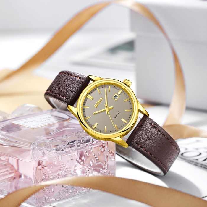 Biden Jam Tangan Wanita Original Anggun Kalender Tali Kulit Anti Air