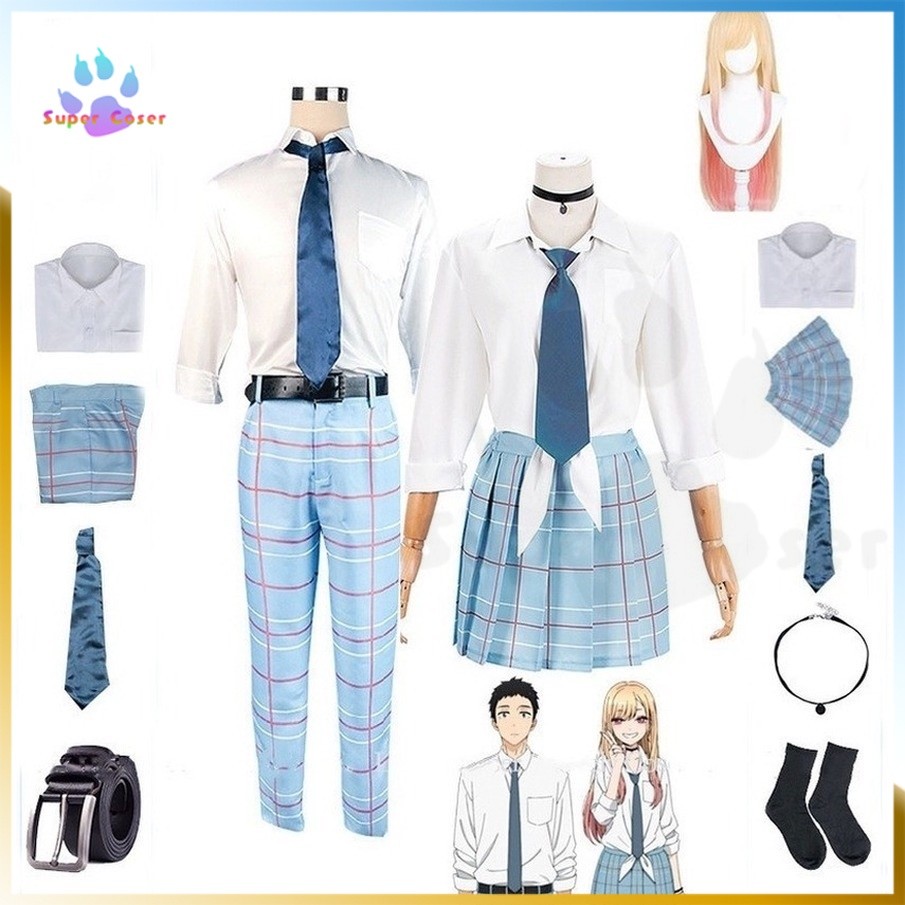 Anime My Dress-Up Darling Kostum Cosplay Marin Kitagawa Kostum Cosplay Wakana Gojo Kemeja Seragam Se
