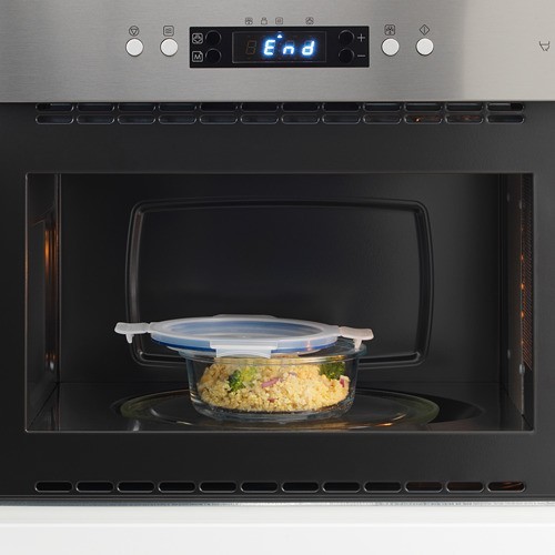 OBRAL Wadah makanan/Tupperware penutup bulat kaca/plastik, 400 ml