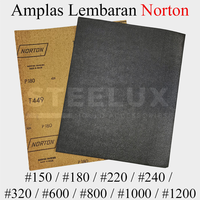 Kertas Amplas Lembaran Norton #150 #180 #220 #240 #320 #600 #800 #1000 #1200 Grit Grade Ampelas Pasi