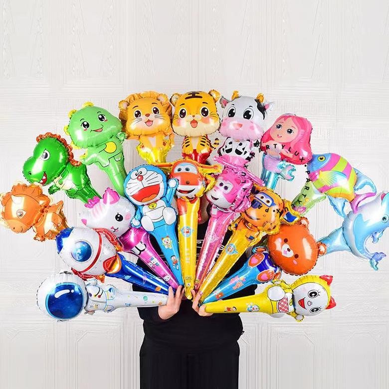 BALON PENTUNGAN PANJANG KARAKTER / BALON FOIL KARAKTER PENTUNGAN / BALON TONGKAT KARAKTER